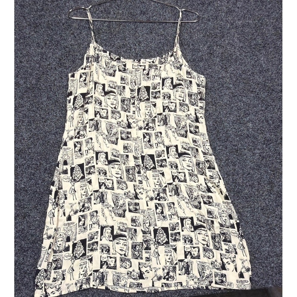 Reformation Dress Womens 10 White Comic Book Pop Art Mini Slip Adjustable Strap - Picture 5 of 6